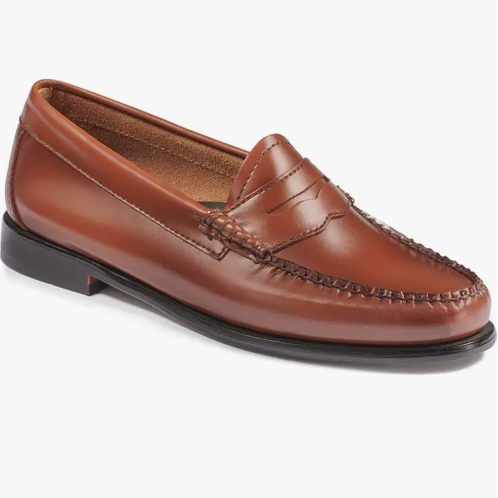 G.H. Bass & Co. Rich Brown Leather Loafers - Willa Flat Strap Weejun Loafers